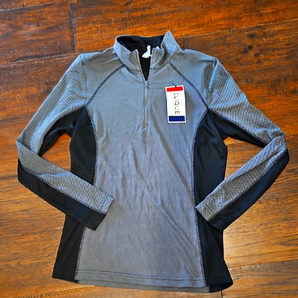 ✨️5/$30 Clique Gray and Black Long Sleeve Pullover 1/4 zip Sz S NWT